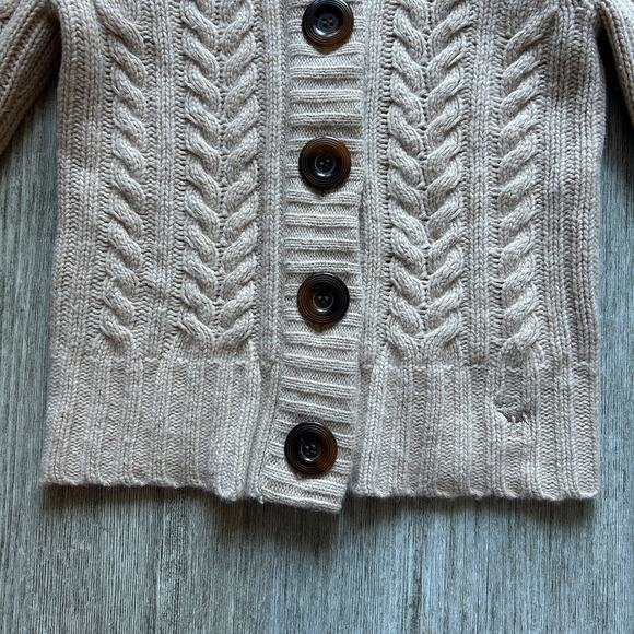 Abercrombie & Fitch Tan Y2K Cable Knit Button Down Cardigan Sweater Size Small - Picture 3 of 8